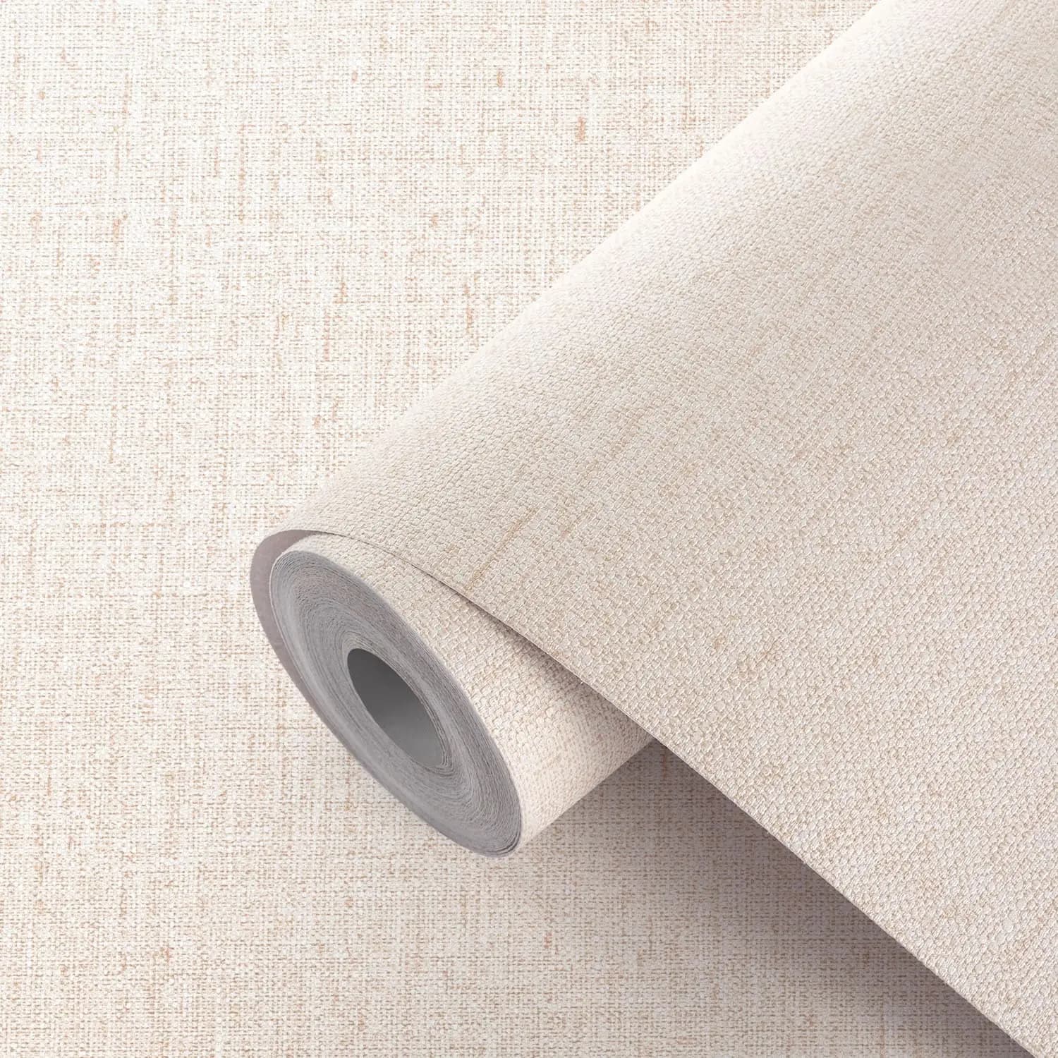 COWINLIFE Beige Peel and Stick Self Adhesive Wallpaper Textured Fabric Linen Wall Paper Vinyl Roll for Cabinet Sticker