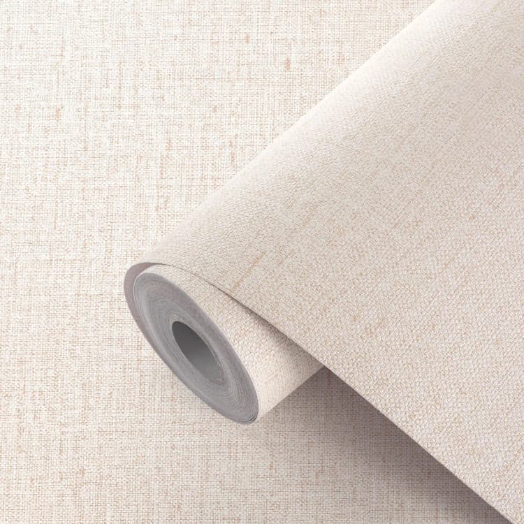 COWINLIFE Beige Peel and Stick Self Adhesive Wallpaper Textured Fabric Linen Wall Paper Vinyl Roll for Cabinet Sticker detail 1