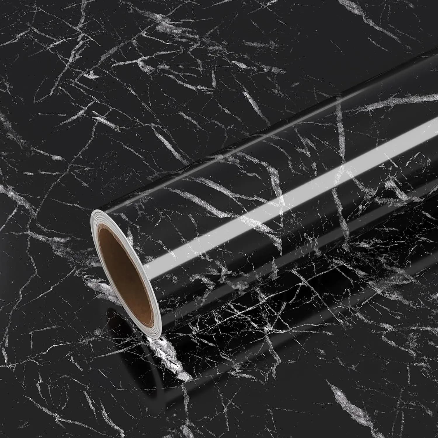 COWINLIFE Hot Selling Wall Decor 3D Black Modern Waterproof PVC Self Adhesive Marble Wallpaper Sticker for Bathroom