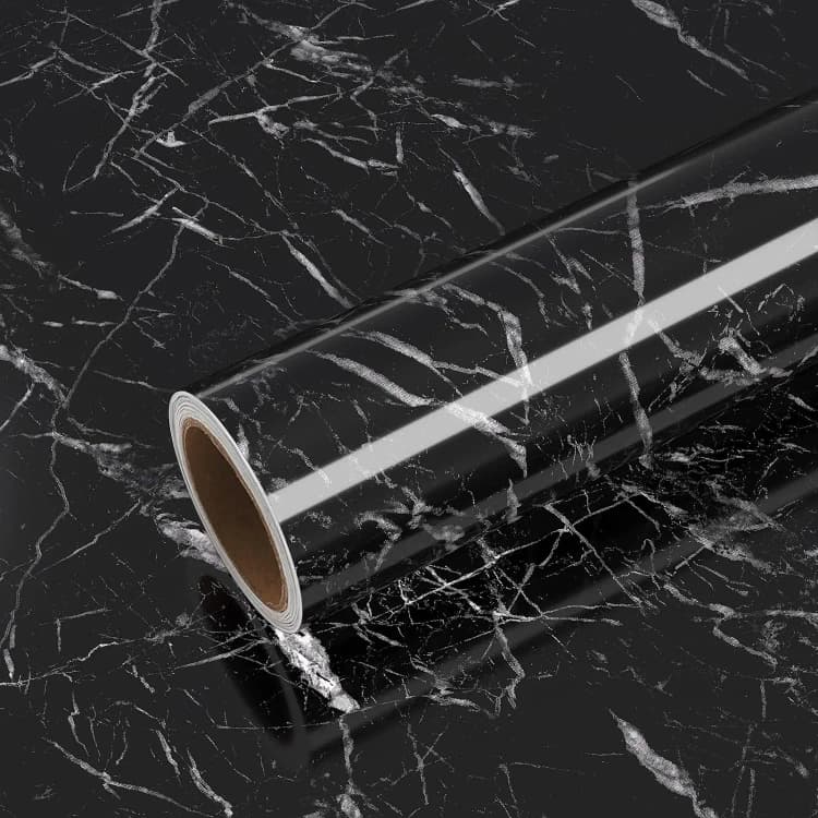 COWINLIFE Hot Selling Wall Decor 3D Black Modern Waterproof PVC Self Adhesive Marble Wallpaper Sticker for Bathroom detail 1