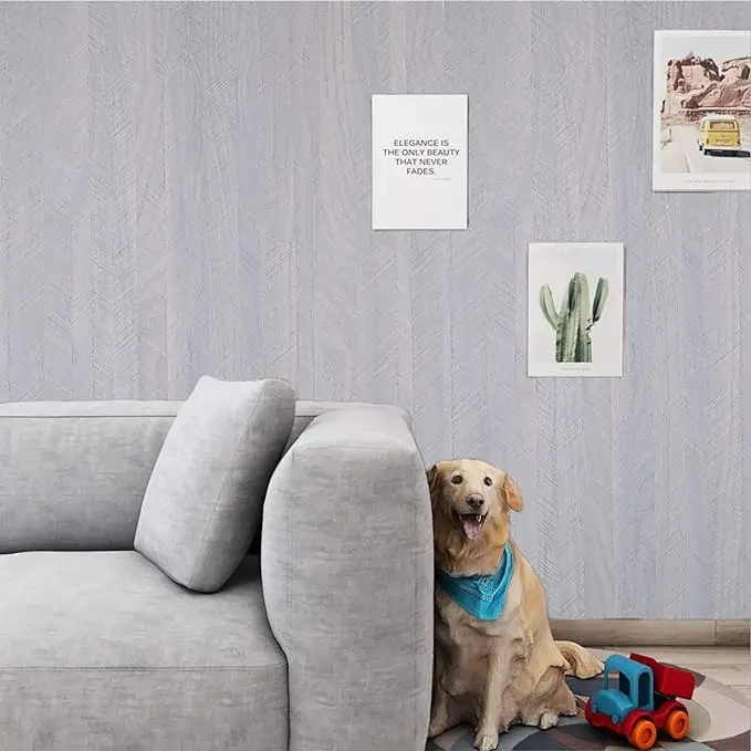 Herringbond  Gray Contact Paper Peeling and Pasting Retro Wood Grain Removable Self-adhesive Wallpaper Bedroom Bathroom detail 3