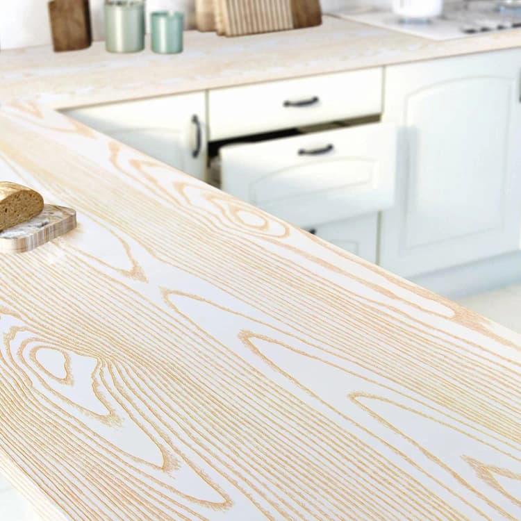 COWINLIFE Gold and White Peel and Stick Wallpaper Self Adhesive Wallpapers Stickers Wood Grain Wallpaper for Furniture detail 2