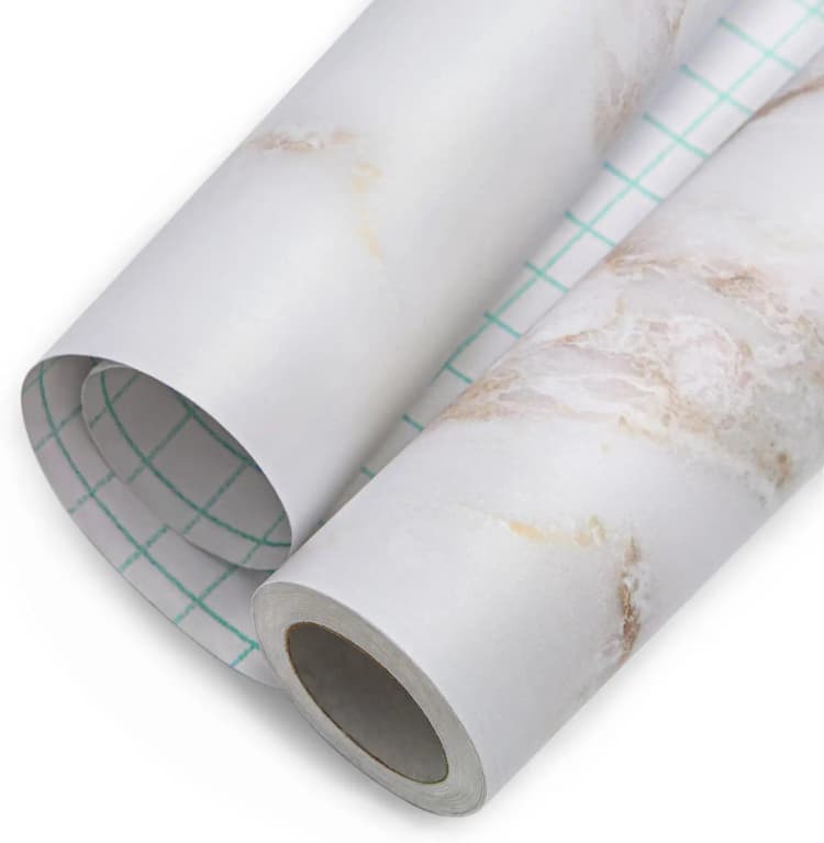 COWINLIFE Vinyl White Gold Peel and Stick Wallpaper Self Adhesive Waterproof Marble Wallpapers Stickers for Bathroom detail 1