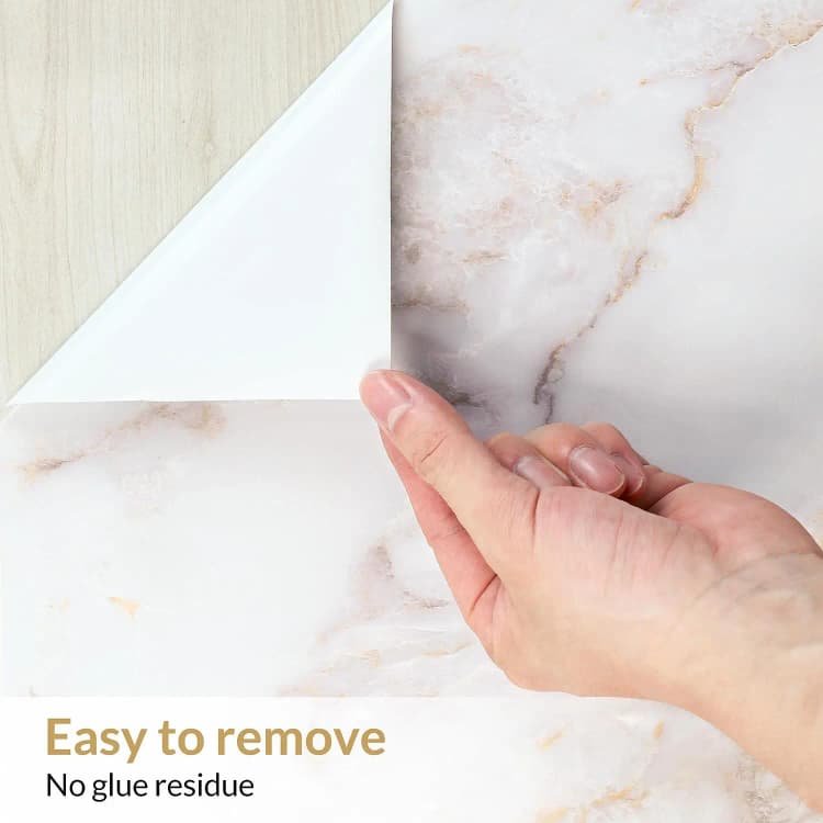 COWINLIFE Vinyl White Gold Peel and Stick Wallpaper Self Adhesive Waterproof Marble Wallpapers Stickers for Bathroom detail 3