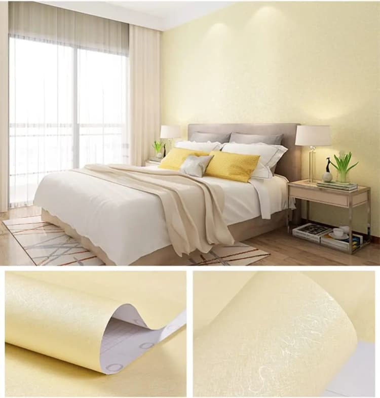 COWINLIFE Yellow 3d Wall Wallpaper Self Adhesive Home Decorative Vinyl Film Silk Embossed Wallpaper for Bedroom Decor detail 2