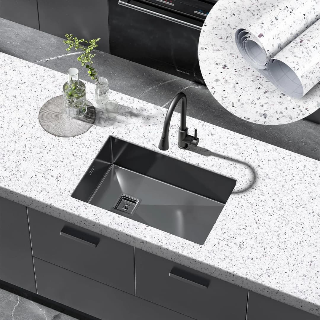 COWINLIFE Vinyl Glossy Peel and Stick Wall Papers Granite Waterproof Pvc Self Adhesive Marble Wallpaper Sticker for Kitchen