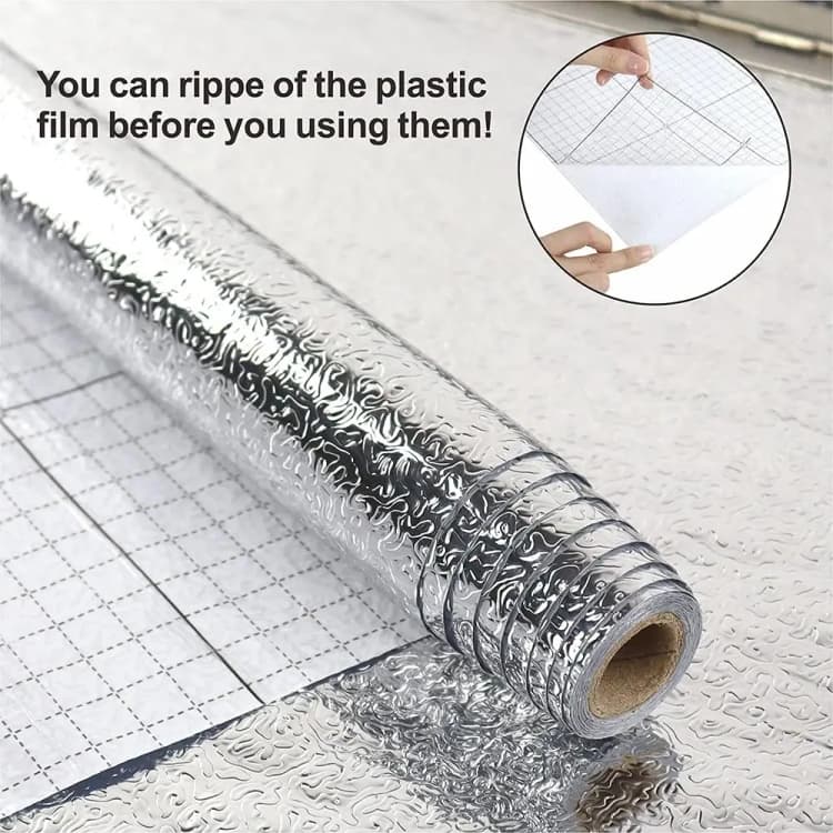 COWINLIFE 3D Oil Proof Peel and Stick Self Adhesive Water Proof Heat Resistant Wall Sticker Aluminum Foil for Kitchen detail 2