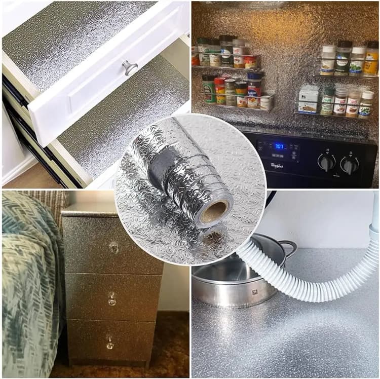 COWINLIFE 3D Oil Proof Peel and Stick Self Adhesive Water Proof Heat Resistant Wall Sticker Aluminum Foil for Kitchen detail 4