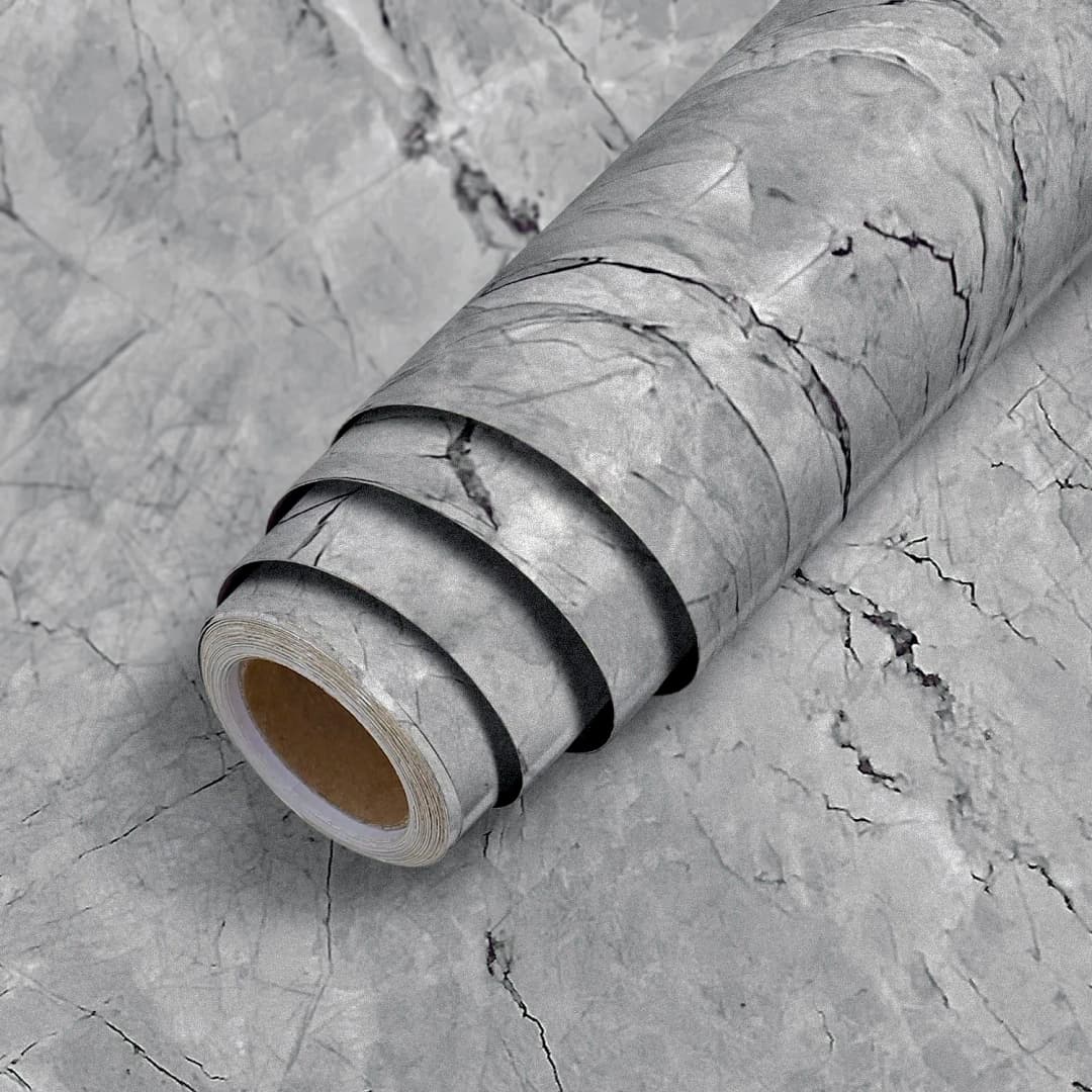 Matte 3D Gray Marble Design Wallpaper Peel and Stick Granite Waterproof Self Adhesive Wallpaper for Kitchen Cabinet