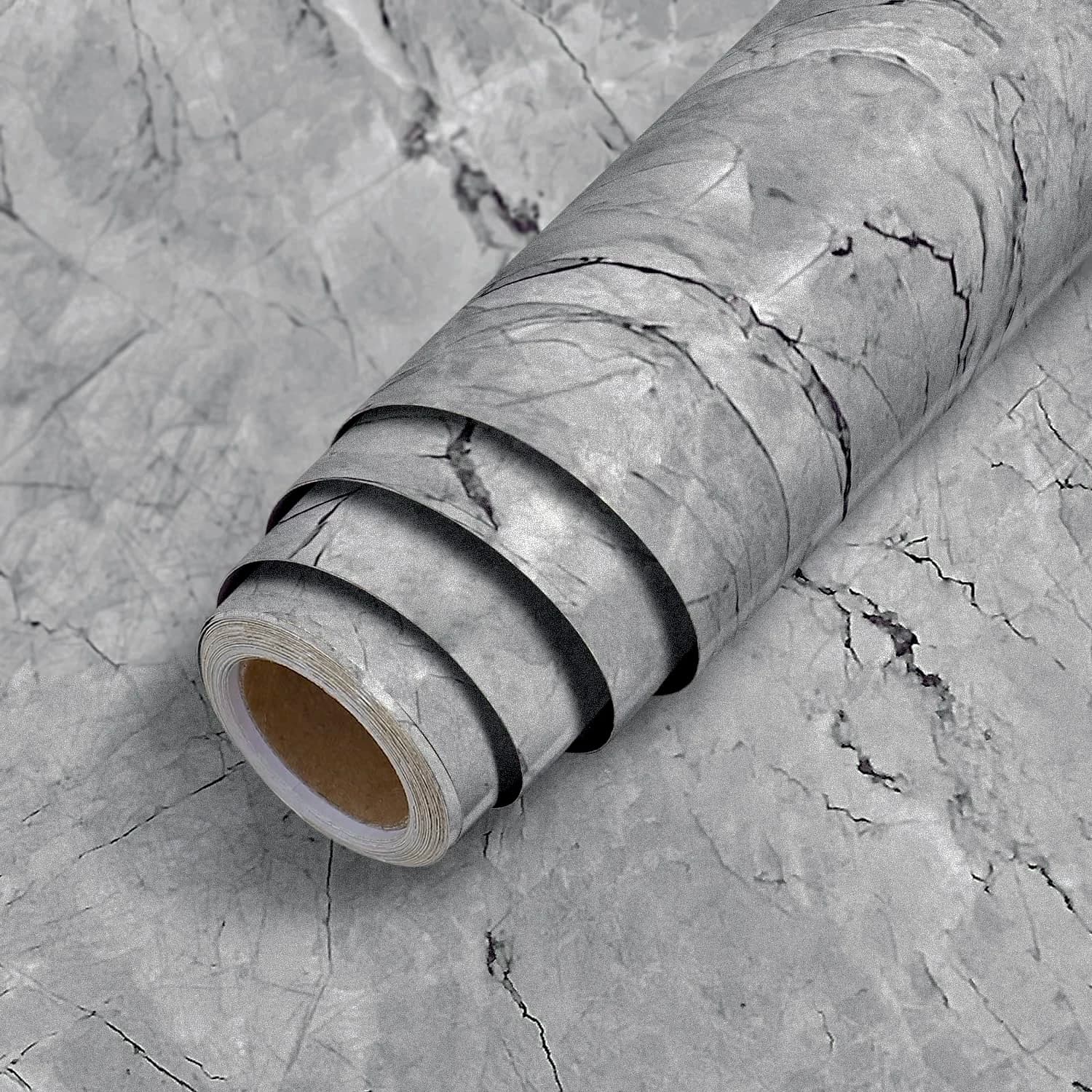 Matte 3D Gray Marble Design Wallpaper Peel and Stick Granite Waterproof Self Adhesive Wallpaper for Kitchen Cabinet