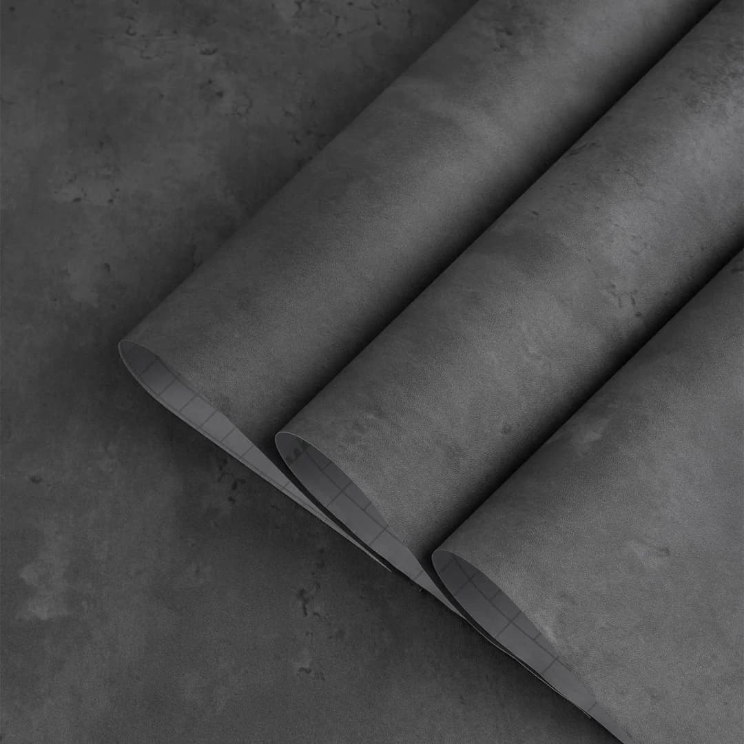 Modern Dark Gray Thick Matte Concrete Cement Texture Wallpaper Peel Stick Adhesive Vinyl Wall Stickers for Bedroom