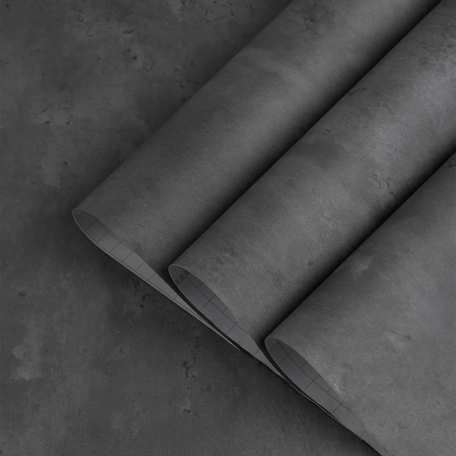Modern Dark Gray Thick Matte Concrete Cement Texture Wallpaper Peel Stick Adhesive Vinyl Wall Stickers for Bedroom