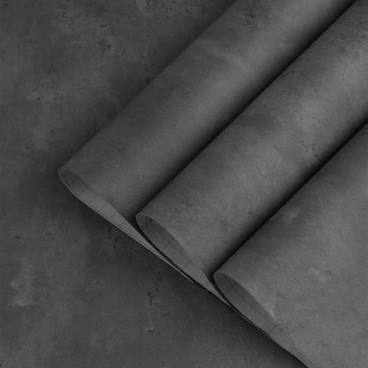 Modern Dark Gray Thick Matte Concrete Cement Texture Wallpaper Peel Stick Adhesive Vinyl Wall Stickers for Bedroom detail 1