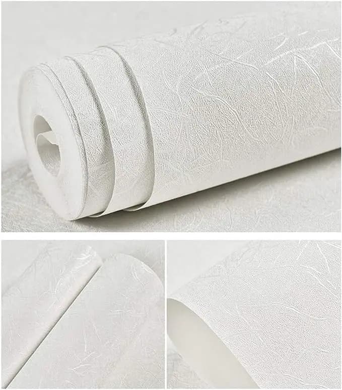 Modern 3D White Peel and Stick Vinyl Silk Wallpaper Self Adhesive Embossed White Waterproof Kitchen Wallpaper Cabinet detail 3