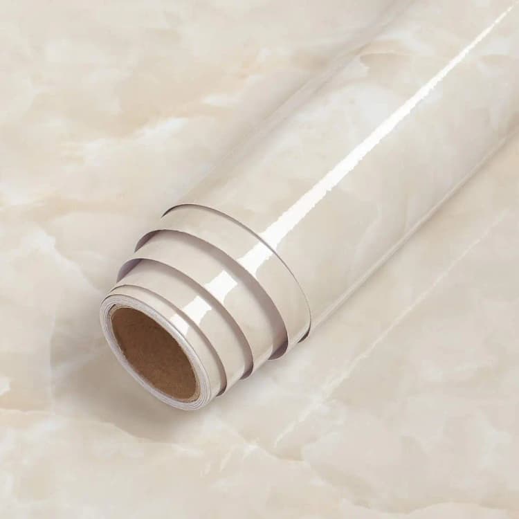 High Quality PVC Vinyl Beige Marble Wallpaper Sticker Peel and Stick Self Adhesive Waterproof Wallpaper for Kitchen detail 1