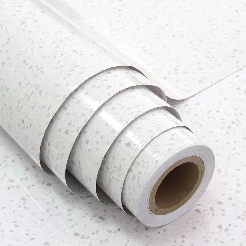White Granite Waterproof Marble Sticker Wallpaper Self Adhesive Marble Vinyl Wallpaper Stick and Peel for Kitchen
