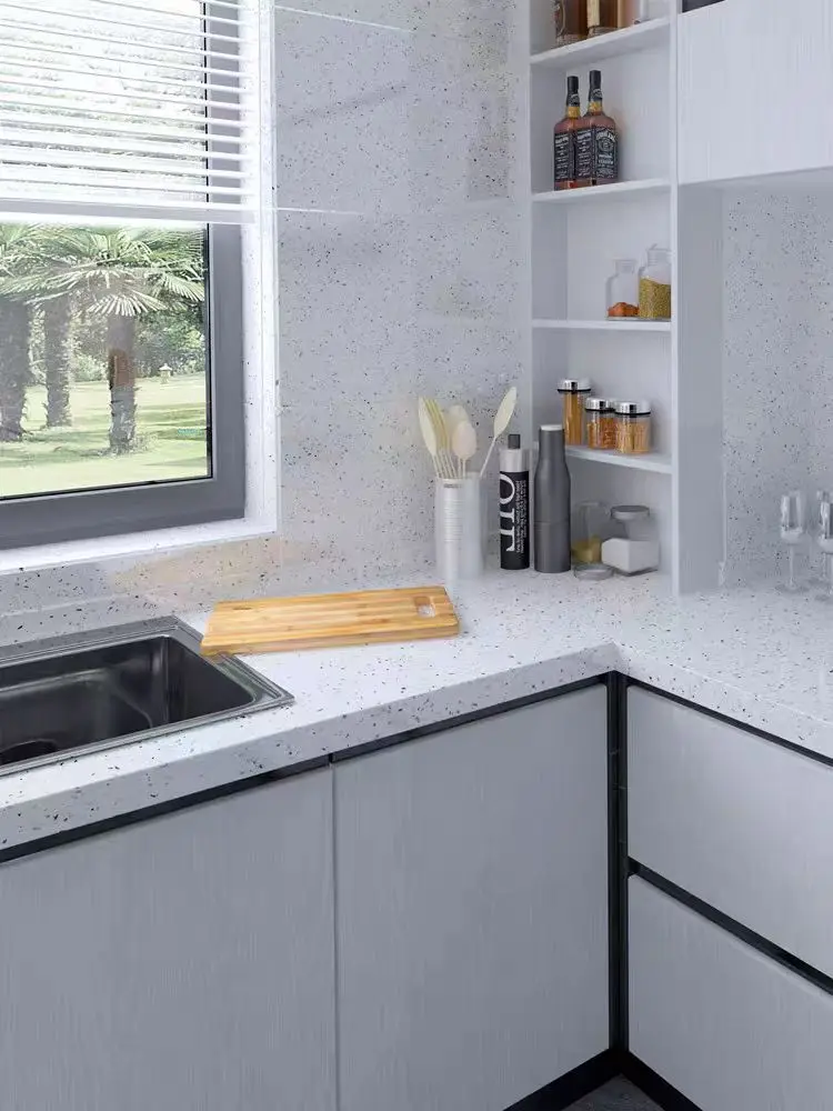 White Granite Waterproof Marble Sticker Wallpaper Self Adhesive Marble Vinyl Wallpaper Stick and Peel for Kitchen detail 3