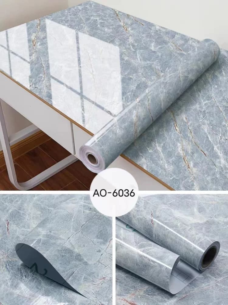 Glossy Waterproof Marble Sticker Wallpaper Peel and Stick PVC Self Adhesive 3D Wallpaper Roll for Kitchen Decor detail 6