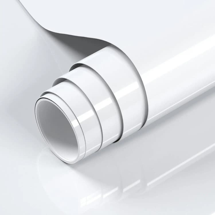Glossy White PVC Glitter Removable Self Adhesive Wallpaper Peel and Stick Waterproof Wallpaper for Kitchen Decor detail 1