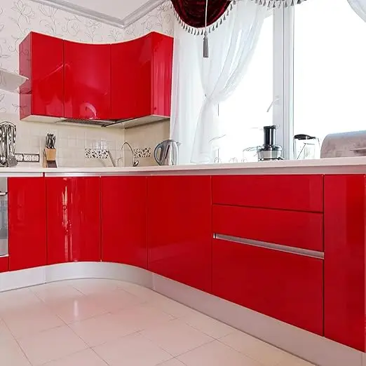 Cheap Glossy Red Glitter Wallpaper Peel and Stick Removable Wallpaper Self Adhesive Waterproof for Kitchen Decor detail 4