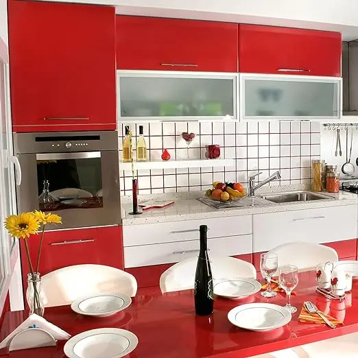 Cheap Glossy Red Glitter Wallpaper Peel and Stick Removable Wallpaper Self Adhesive Waterproof for Kitchen Decor detail 5