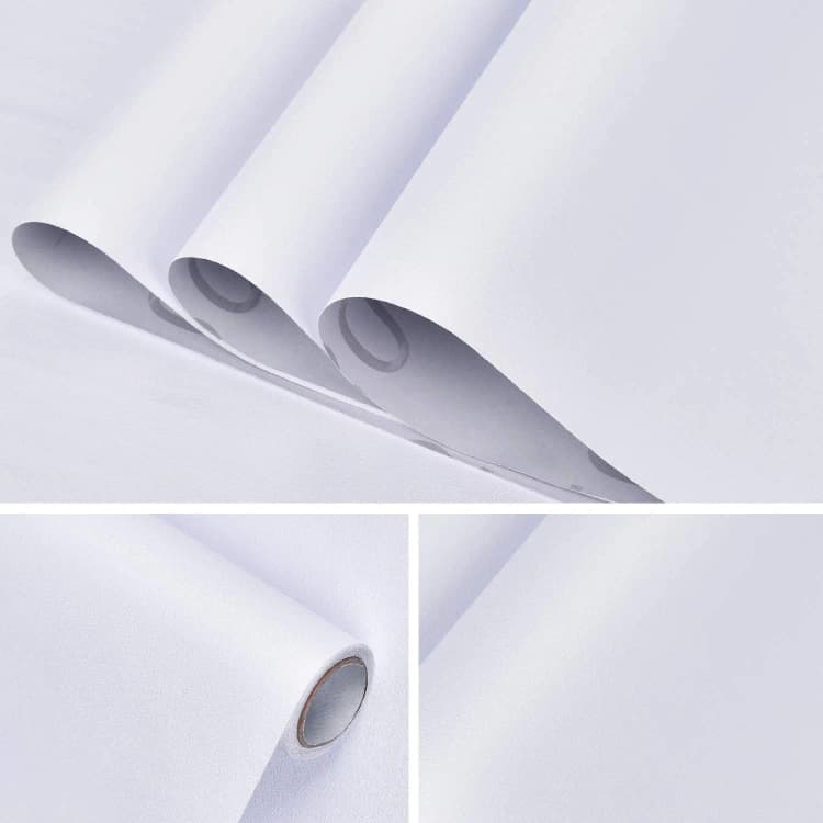 High Quality Solid Matte White Wallpaper Peel and Stick Self-Adhesive Waterproof Wallpaper for Kitchen Home Decor detail 2