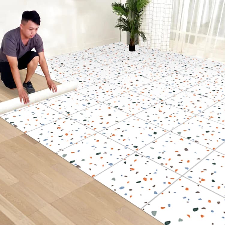Waterproof 3D  Pvc Floor Sticker Wallpaper Vinyl Flooring Roll Peel and Stick Tiles for Bathroom Kitchen detail 2