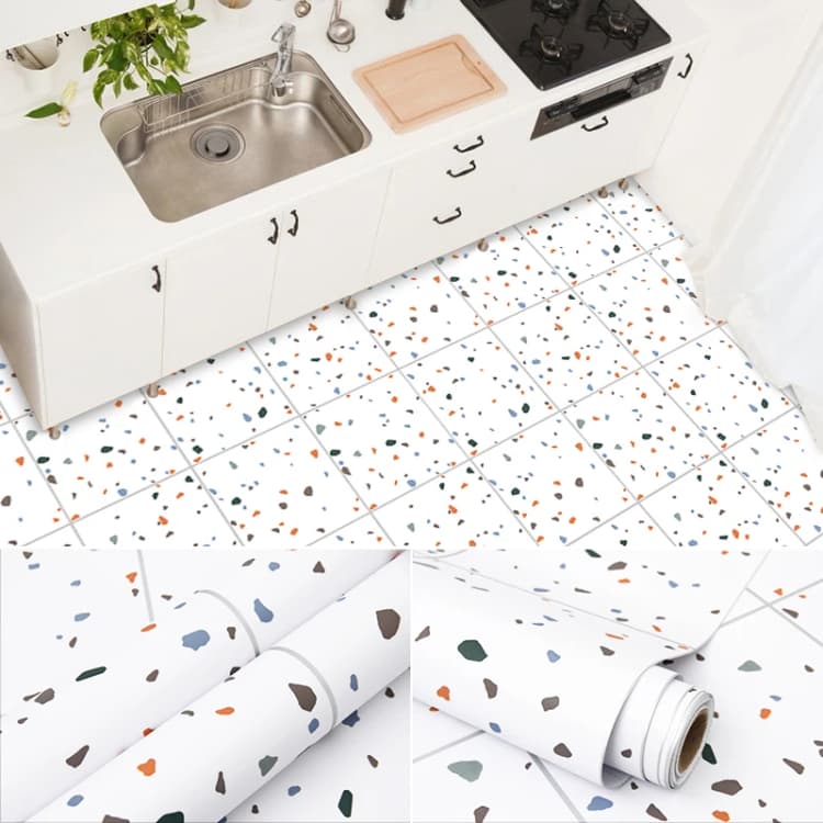 60Cm*5M Waterproof Peel and Stick Floor Tile Paper Self Adhesive Flooring Pvc Sticker Wallpaper for Kitchen Bathroom Floor detail 4