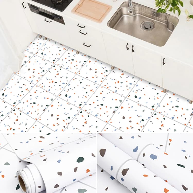 60CM*5M Wholesale Custom Pvc Wall Paper Roll Thickened Bathroom Floor Paper Marble Terrazzo Wallpaper Self Adhesive for Floor detail 1