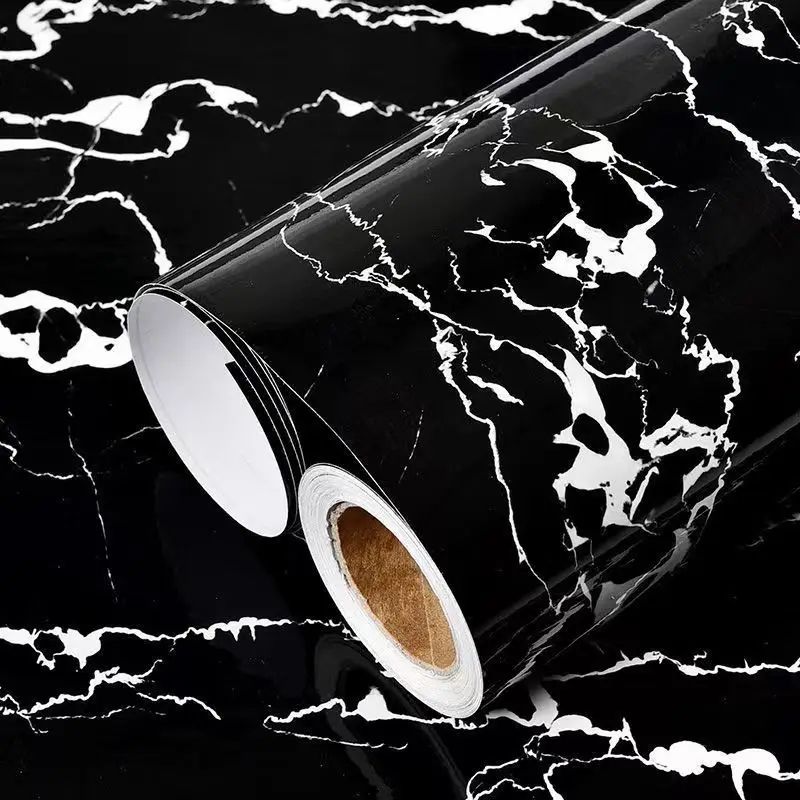 Black Waterproof 3D Marble Sticker Wallpaper Peel and Stick Self Adhesive Wallpaper Removable for Home Decoration