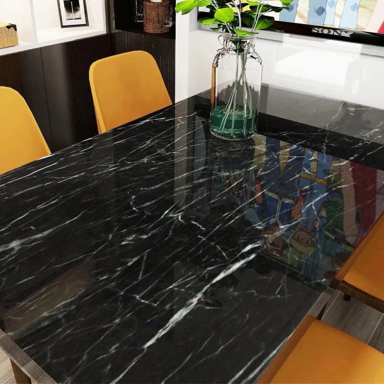 3D Black PVC Vinyl Marble Sticker Wallpaper Peel and Stick Self Adhesive Removable Wallpaper for Cabinet Kitchen detail 5