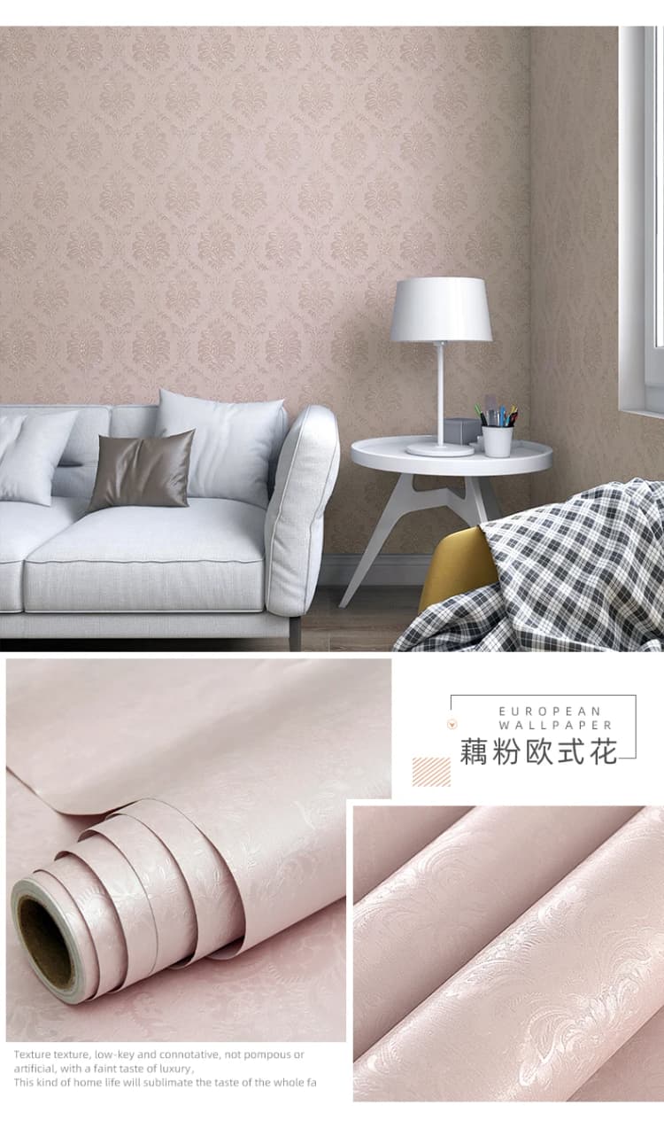OEM 3D European Deep Embossed Decor PVC Leather Floral Peel and Stick Self Adhesive Wallpaper Removable for Bedroom detail 5