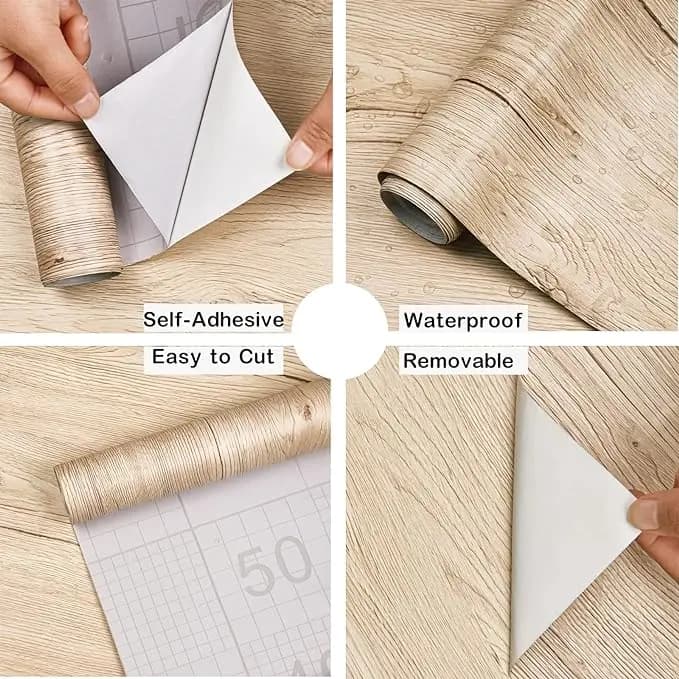 Factory Wood Sticker Vinyl Kitchen Cabinet Bedroom Furniture Renovation Waterproof Decor Self Adhesive Wallpaper detail 6