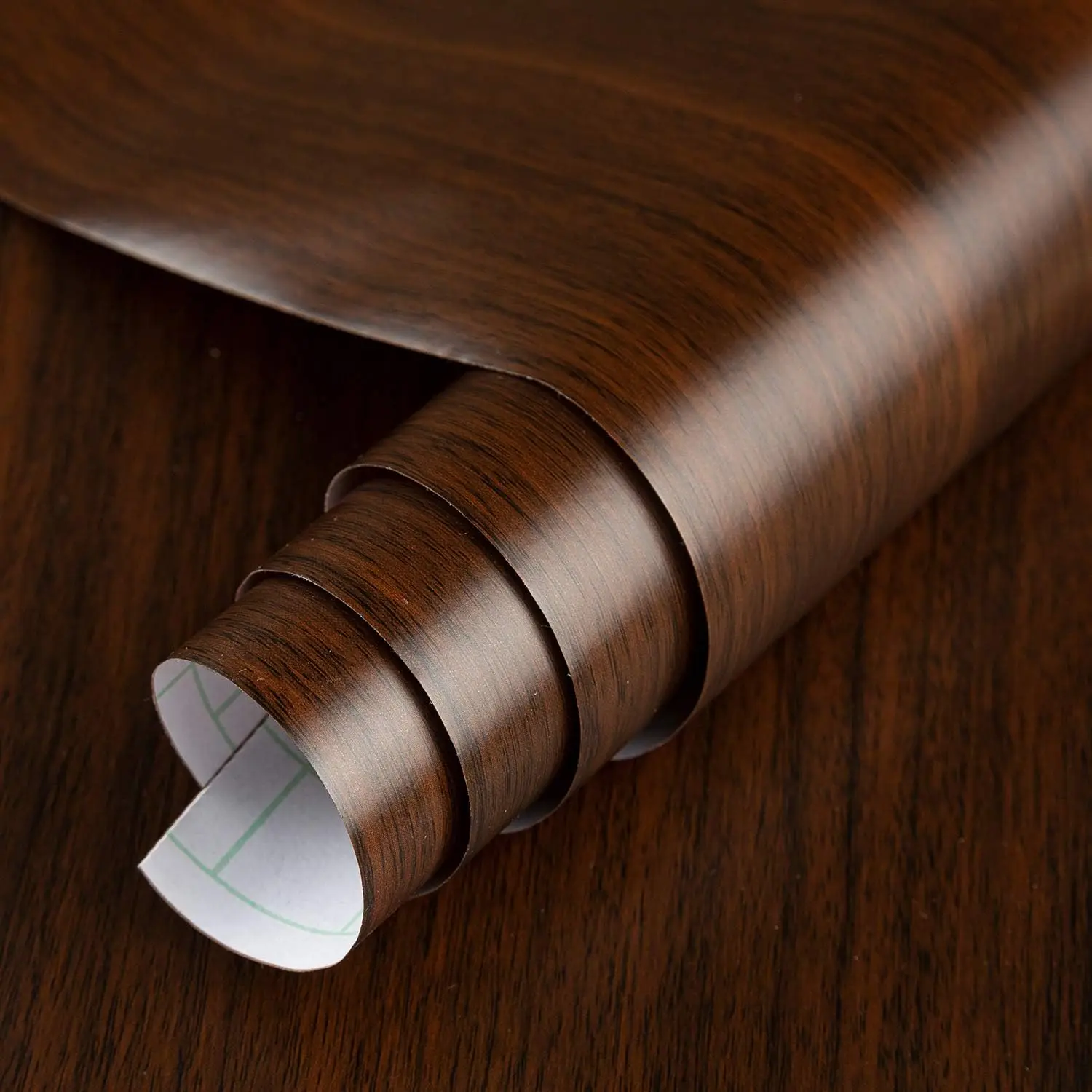 Dark Brown Wood Grain Wallpaper Faux Walnut Wood Self Adhesive Wood Stickers for Furniture Waterproof Wallpaper