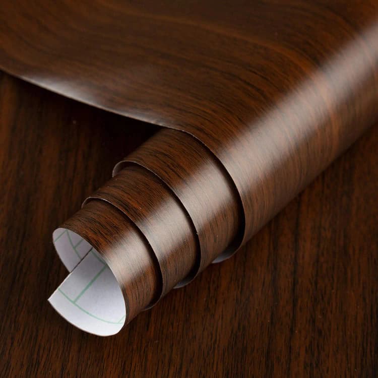 Dark Brown Wood Grain Wallpaper Faux Walnut Wood Self Adhesive Wood Stickers for Furniture Waterproof Wallpaper detail 1