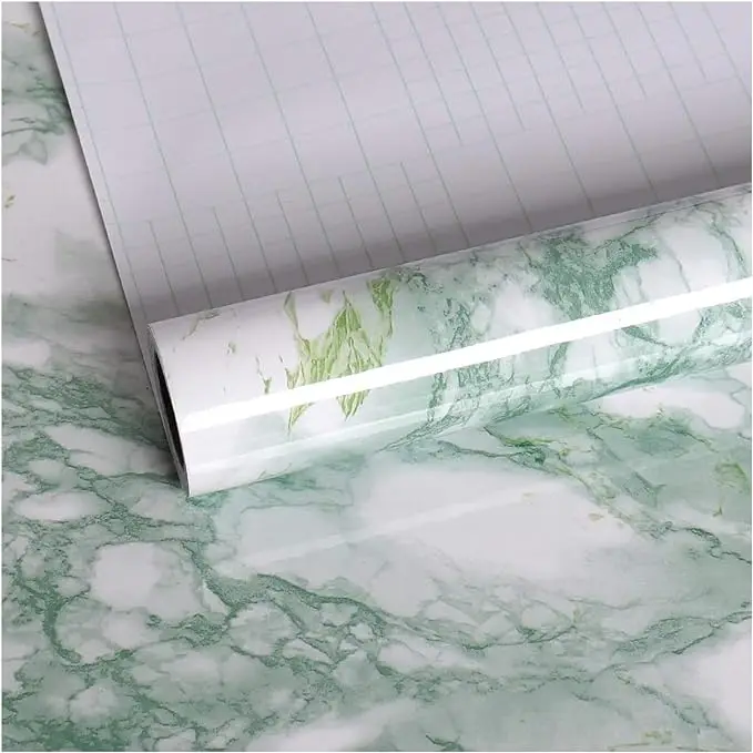 3D Green Marble Wallpaper Peel and Stick Removable Decorative Self Adhesive Vinyl Wall Paper Shelf Liner Granite  for Kitchen