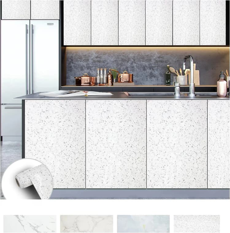 Glossy Granite Marble Stickers Peel and Stick Wallpaper for Kitchen Decor Self Adhesive Waterproof PVC Wall Sticker detail 2