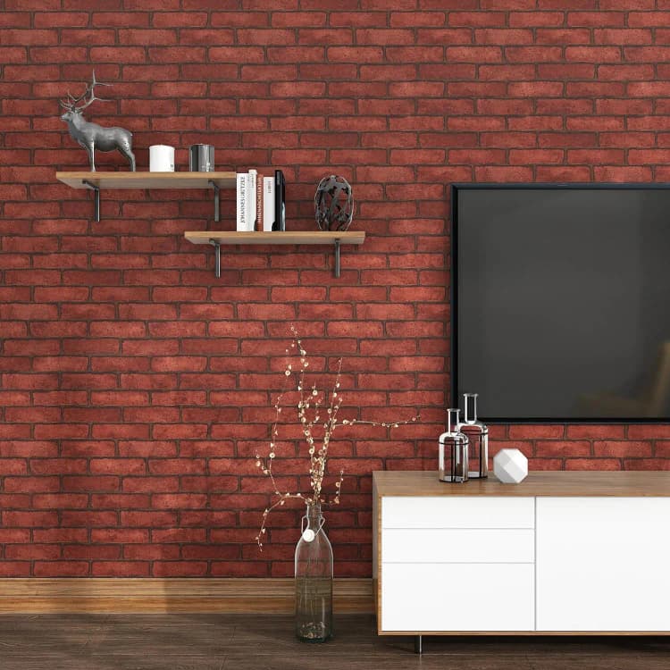 Christmas 3D Red Brick Wallpaper Peel and Stick Self Adhesive Brick Printed Wall Stickers for Brick Wall Backdrop Decoration detail 1