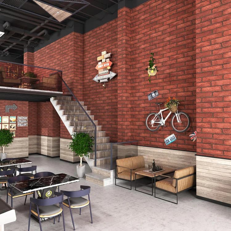 Christmas 3D Red Brick Wallpaper Peel and Stick Self Adhesive Brick Printed Wall Stickers for Brick Wall Backdrop Decoration detail 3
