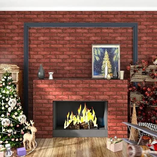Christmas 3D Red Brick Wallpaper Peel and Stick Self Adhesive Brick Printed Wall Stickers for Brick Wall Backdrop Decoration detail 4