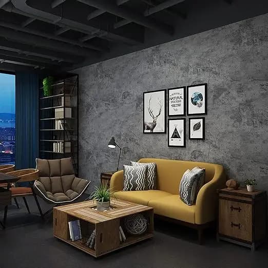 3D Matte Dark Grey Black Cement Wallpaper Peel and Stick Vinyl Self Adhesive Wallpaper Waterproof Wall Sticker for Walls Decor detail 3