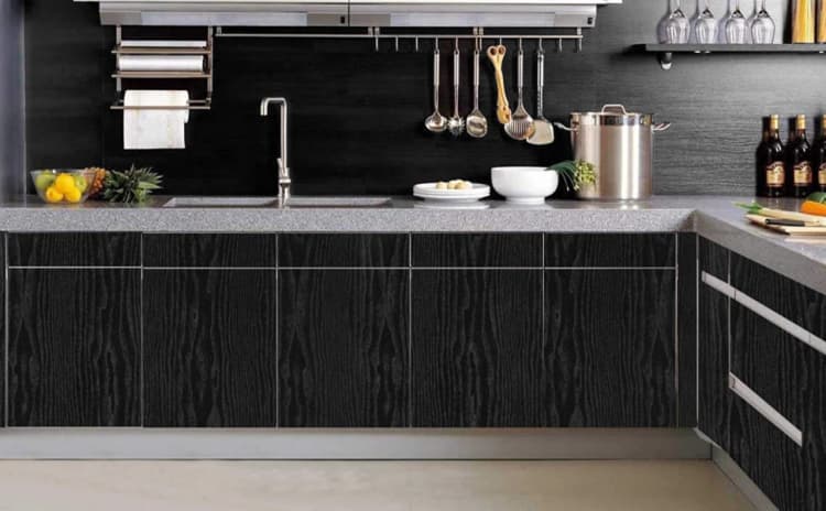 Black 3D Wood Wall Paper Piso Vinilico Rolo Removable Self Adhesive Wood Veins Wallpaper for Countertop Furniture Kitchen Wall detail 5