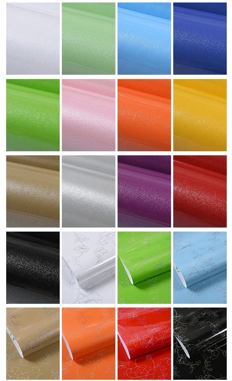 Self-Adhesive Waterproof Cabinet Sticker Kitchen Removable Glossy Contact Paper Peel and Stick Pvc Wallpapers Light Grey Plain detail 6