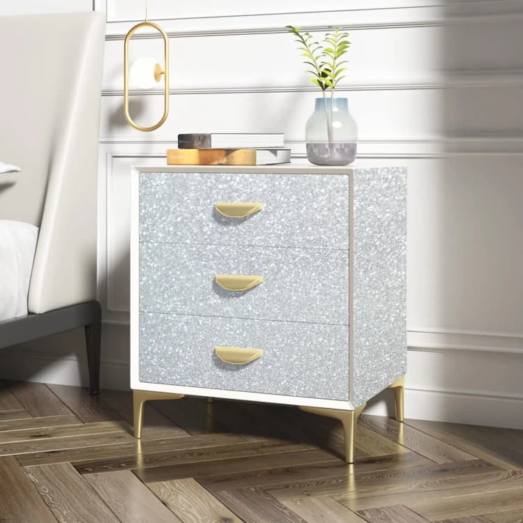 Removable Vinyl Self Adhesive Silver Glitter Wallpaper Stick and Peel Contact Paper for Walls Dresser Counters Gifts Decor detail 4