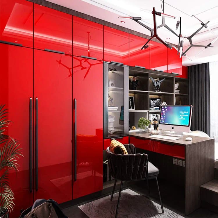 Red Glitter Glossy Cupboard Kitchen Cabinet Wallpaper Pvc Contact Paper Self Adhesive Peel and Stick Wall Paper Roll in China detail 4