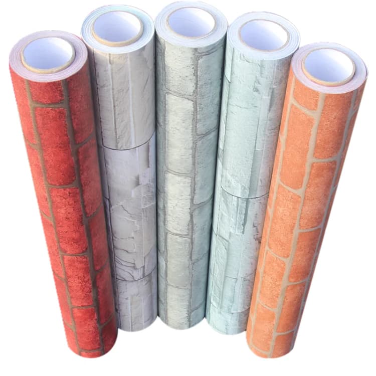 Factory Wholesale 61Cm*2M Waterproof Pvc Papier Peint 3D Brick Stone Self Adhesive Wallpaper Wall Paper Roll detail 1