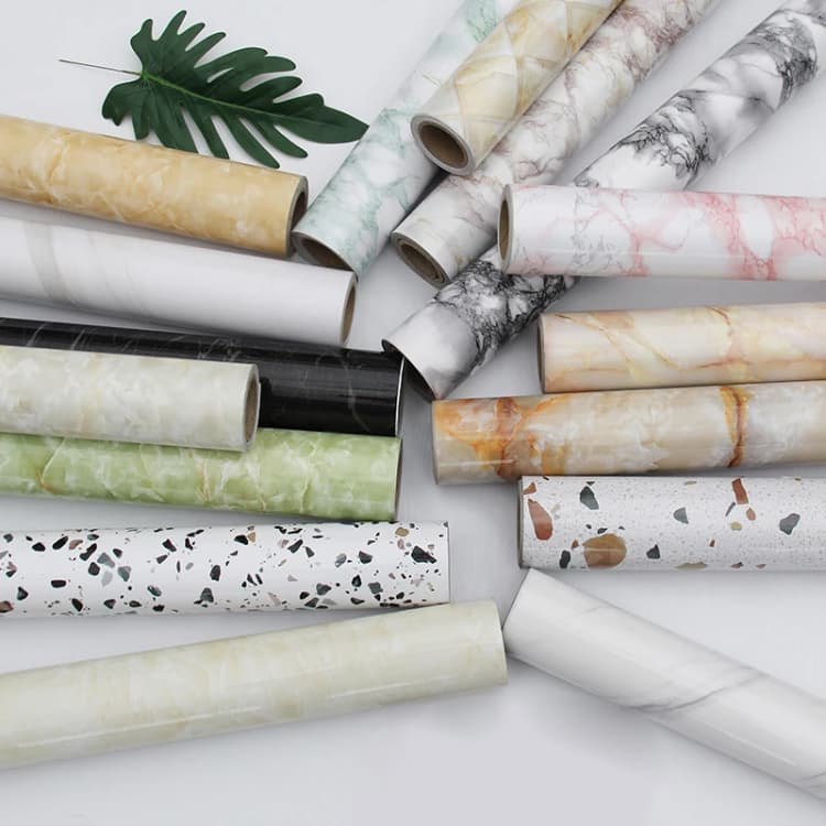 Glossy Terrazzo Granite Marble Wall Paper Roll Self Adhesive Wallpaper for Kitchen Countertop Cabinet Furniture Renovation detail 1
