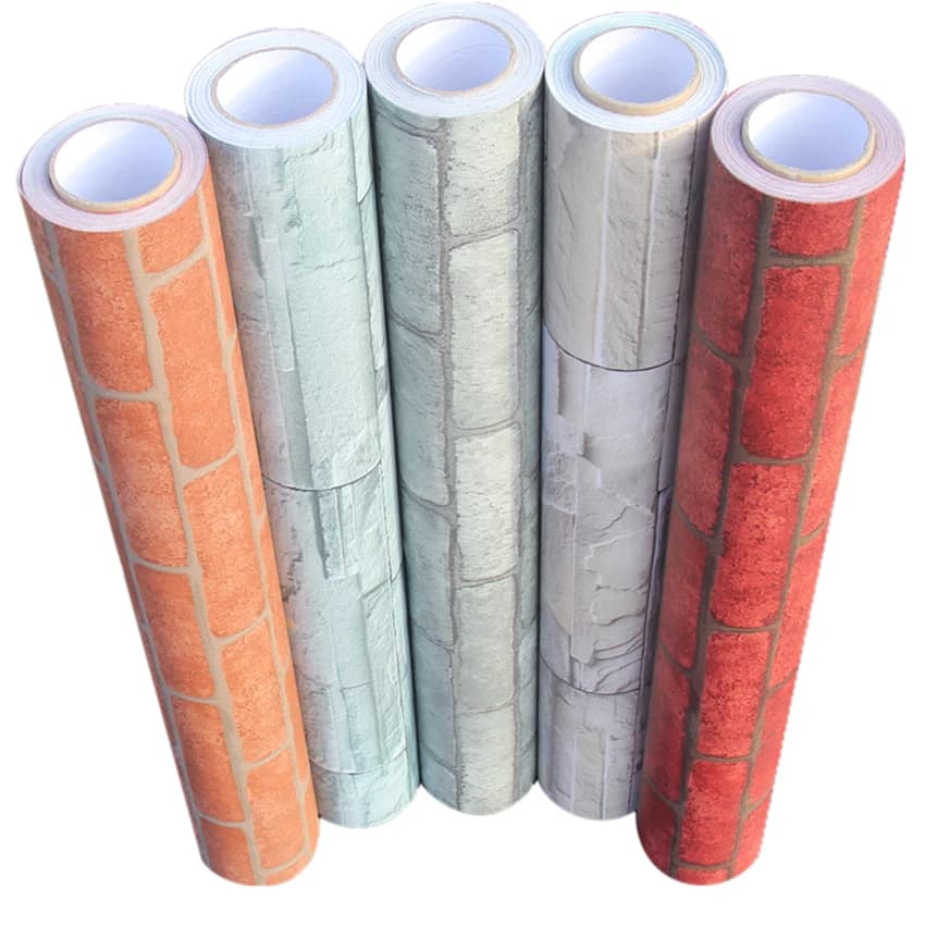 Natural Scenery Designs 3D Papier Peint Removable Self-Adhesive Brick Wallpaper Roll for Room Courtyard Wall Decoration