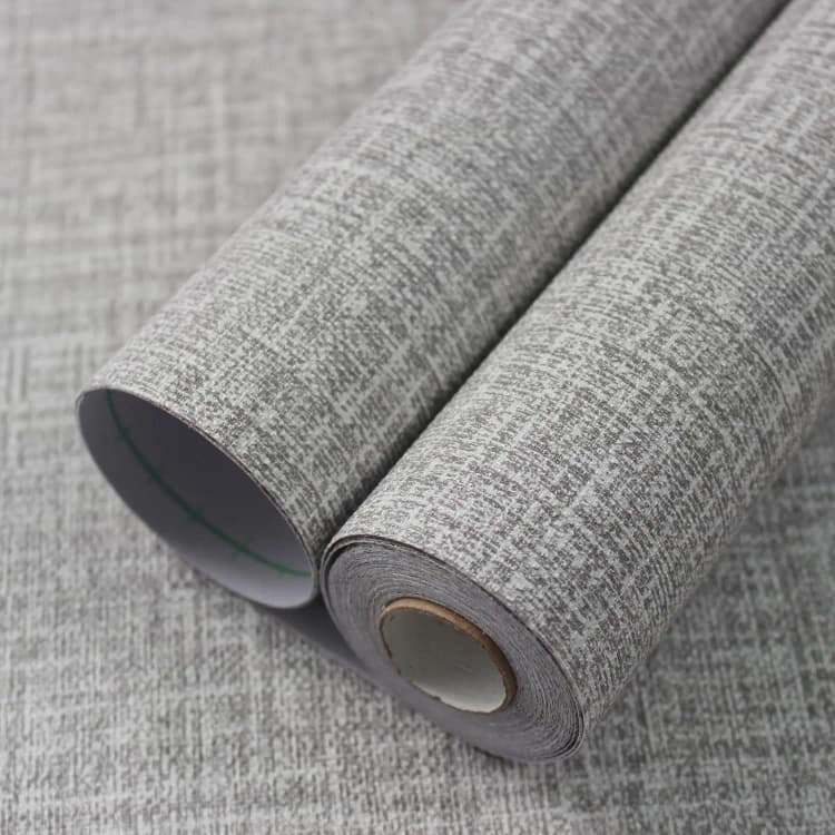 Cheap Peel and Stick Linen Textured Wallpaper for Walls Bedroom Fabric Removable Vinyl PVC Self Adhesive Wallpaper detail 1