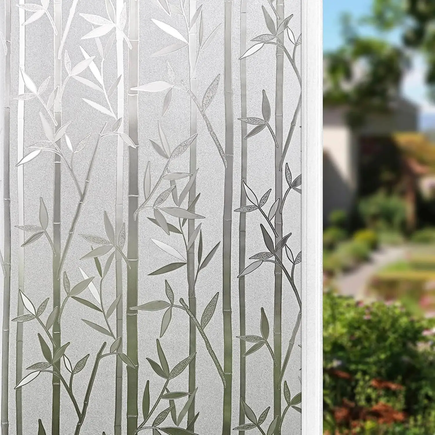 COWINLIFE DECO Window Glass Film Bamboo Vinyl Window Tint for Office Wallpaper Rolls Privacy Glass Film Wallpaper for Bedroom Office